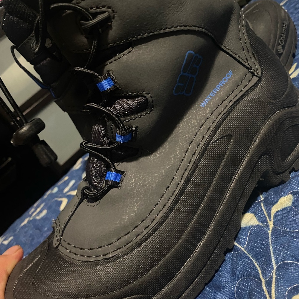 Columbia Black and Blue Kids Waterproof Boots
